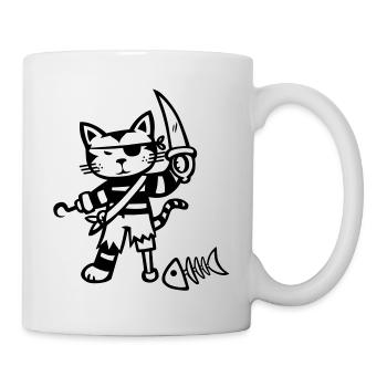 Piraten Katze - Tasse - Weiß - Rechts