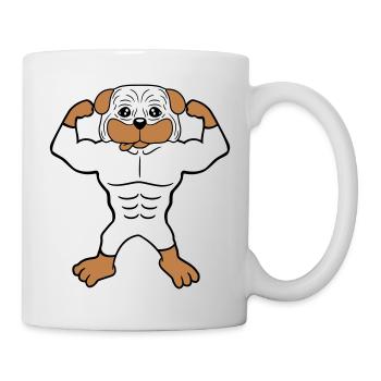 Chien Bodybuilder Muscles forts Gym Haltérophilie - Mug blanc - blanc - Droite