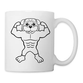 Chien Bodybuilder Muscles forts Gym Haltérophilie - Mug blanc - blanc - Droite