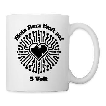 Mein Herz läuft auf 5 Volt - Tasse - Weiß - Rechts