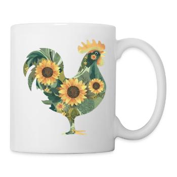 Floraler Hahn - Tasse - Weiß - Rechts