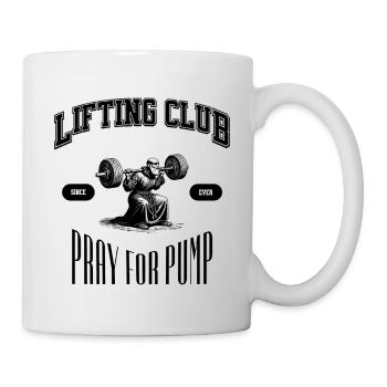 Lifting Club Mönch PRAY FOR PUMP - Tasse - Weiß - Rechts