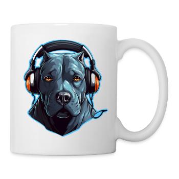 Cooler Pitbull mit Kopfhörern - Tasse - Weiß - Rechts