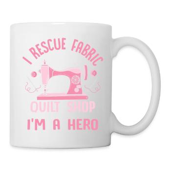 Je sauve le tissu piégé dans la boutique de courtepointe Quilter - Mug blanc - blanc - Droite