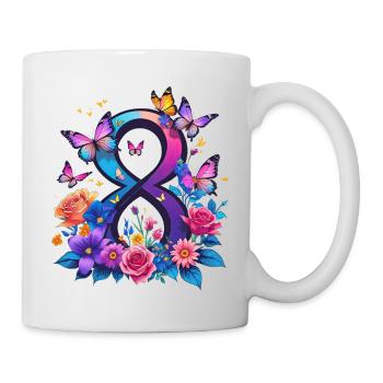 Frauentag: 8. Marsch gemeinsam für Stärke und Freiheit - Tasse - Weiß - Rechts