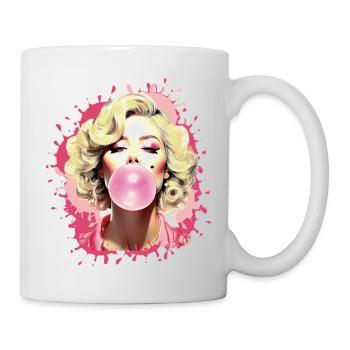 Woman,Graffiti,illustration,Chewing gum,Bubble - Mug - white - Right