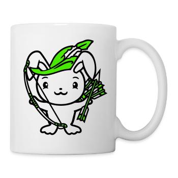 Bunny Arrow Bow Feather Hat Medieval Archer - Mug - white - Right