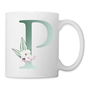 P Monogramme, Floral, Personnalisable - Mug blanc - blanc - Droite