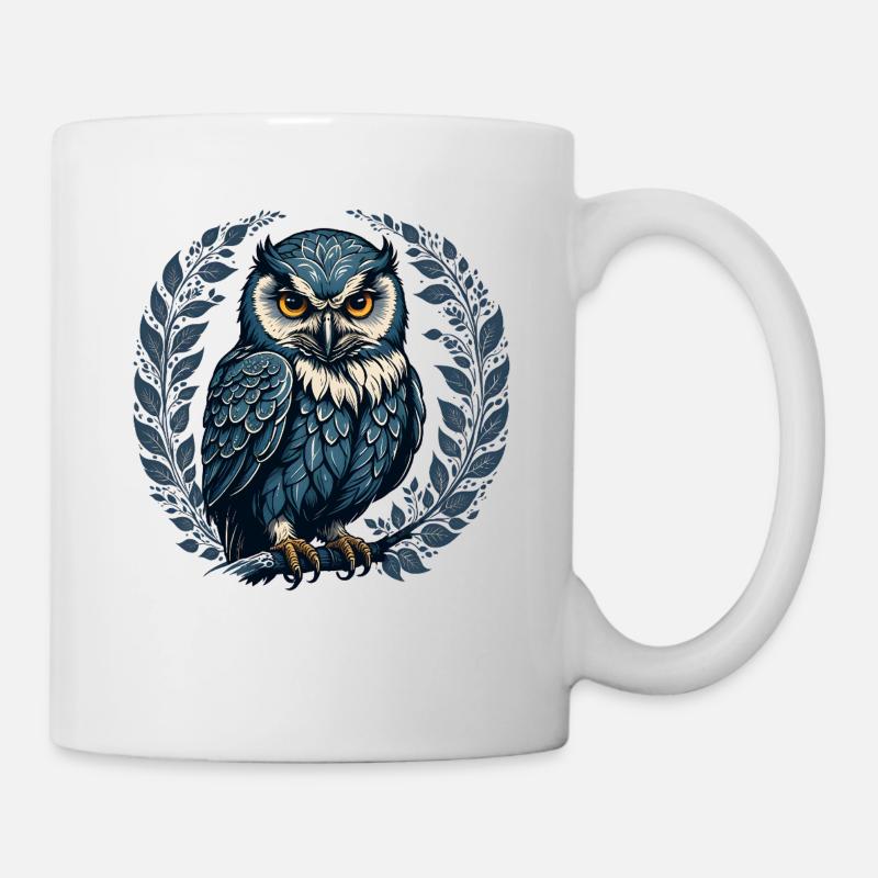 Owl in blue - Mug - white
