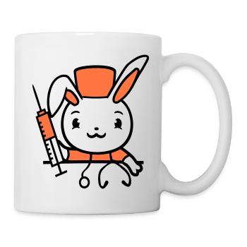 Hase Arzt Spritze Krankenschwester Krankenhaus - Tasse - Weiß - Rechts