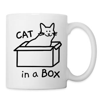 Chat dans une boîte - Mug blanc - blanc - Droite