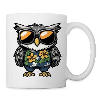 Eule Comic Lustig Sommer - Tasse - Weiß - Rechts
