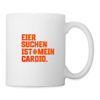 Lustiger Osterspruch - Eiersuche ist mein Cardio - Tasse - Weiß - Rechts