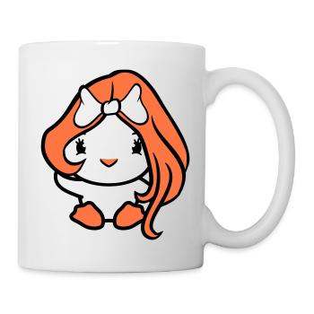 Bird Lady Woman Female Pretty Face Bow - Mug - white - Right