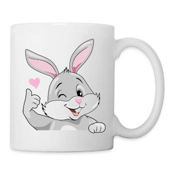 Sourire clin d’œil lapin aime - Mug blanc - blanc - Droite