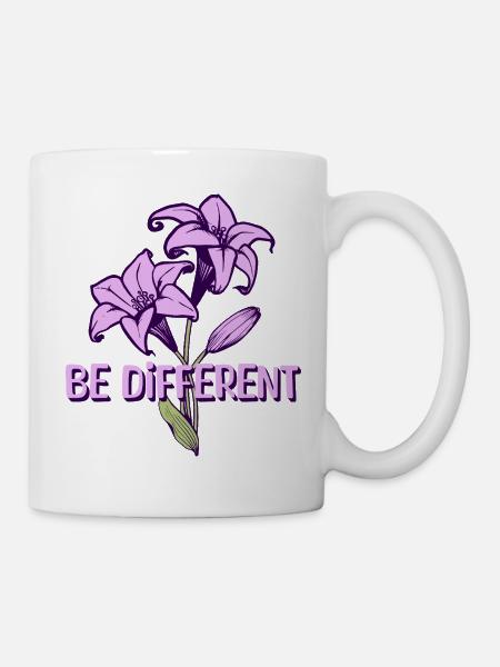 BE DIFFERENT – Lila Lilien Blumen Garten - Tasse - Weiß