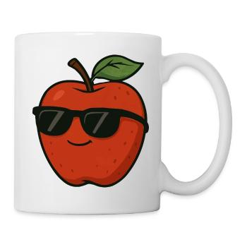 apfel comic - Tasse - Weiß - Rechts