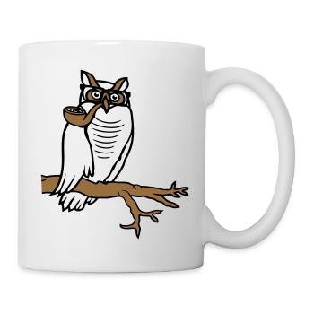 Pipe hibou fumer vieux grand-père aigle hibou branche arbre forêt - Mug blanc - blanc - Droite