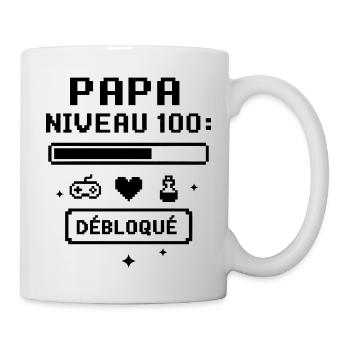Papa niveau 100 Geek Gamer Gaming fête des pères - Mug blanc - blanc - Droite