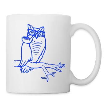 Pipe hibou fumer vieux grand-père aigle hibou branche arbre forêt - Mug blanc - blanc - Droite