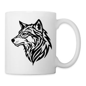 Wolf - tribal style - Mug - white - Right
