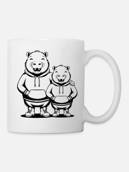 Capybara Paar Wasserschwein - Zwei coole Capybaras - Tasse - Weiß