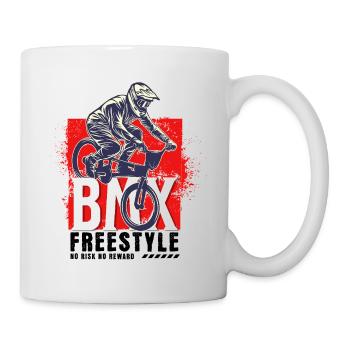 BMX vélo motard cascade freestyle vintage - Mug blanc - blanc - Droite