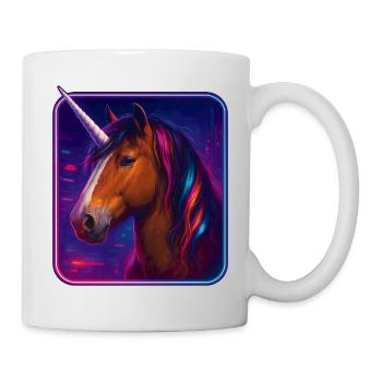 Ardennes unicorn with copper fur and neon - Mug - white - Right