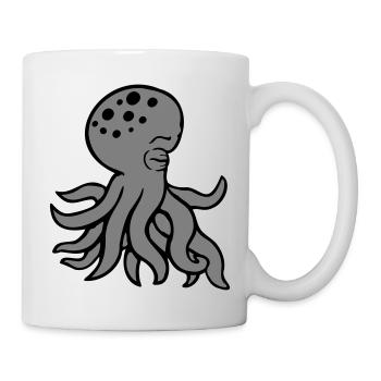 Oktopus schläft traurig Augen geschlossen müde süß - Tasse - Weiß - Rechts