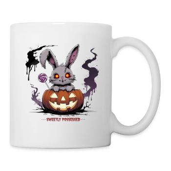 Obsessively sweet – creepy bunny in the pumpkin - Mug - white - Right