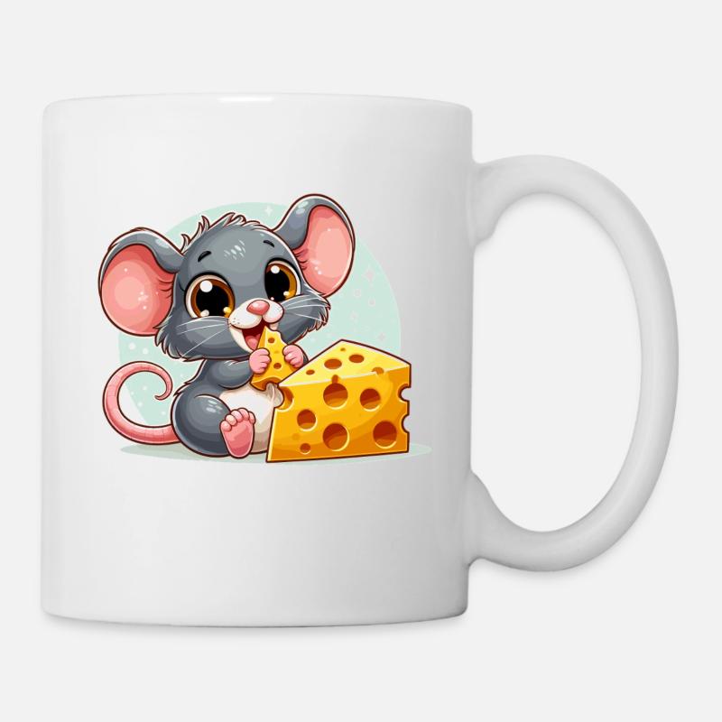 Käse Maus lecker Käse macht glücklich Geschenk - Tasse - Weiß
