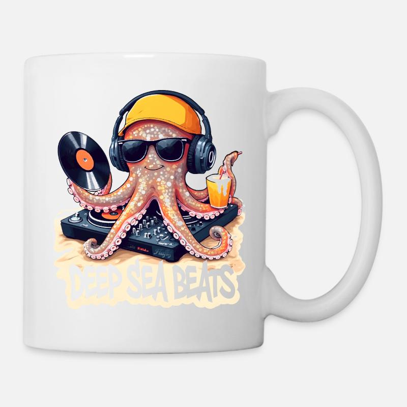 Rythmes des profondeurs marines – DJ Pieuvre 🐙 - Mug blanc - blanc