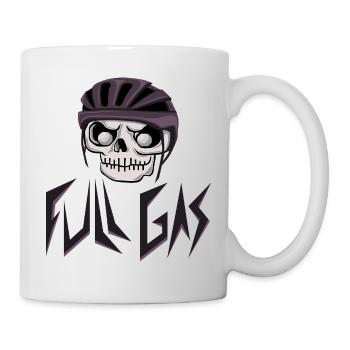 Crâne Vélo "Full Gas" – Cycliste & VTT - Mug blanc - blanc - Droite