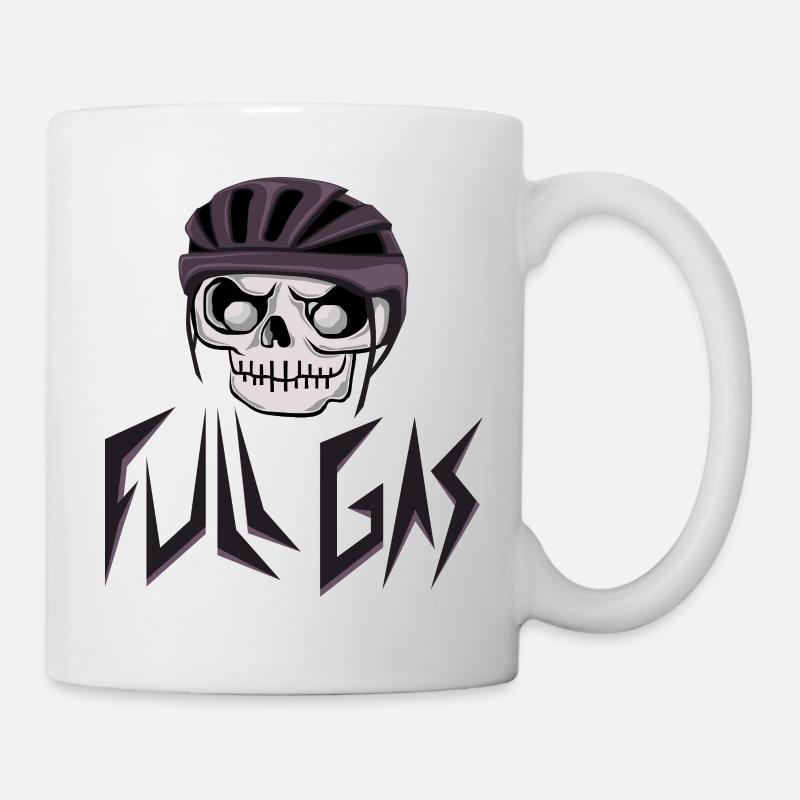 Crâne Vélo "Full Gas" – Cycliste & VTT - Mug blanc - blanc