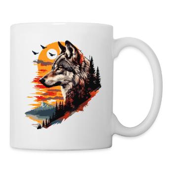 Wolf Wolf's Head Forest Nature Mountains Wilderness Sun - Mug - white - Right