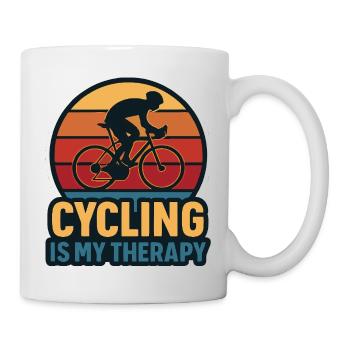 Cycling Is My Therapy – Retro Design - Mug - white - Right