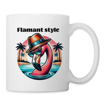 T-shirt Flamant Rose Rétro Cool Tropical Synthwave - Mug blanc - blanc - Droite