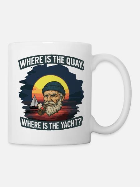 Where is the quay and this yacht next to it - Mug - white