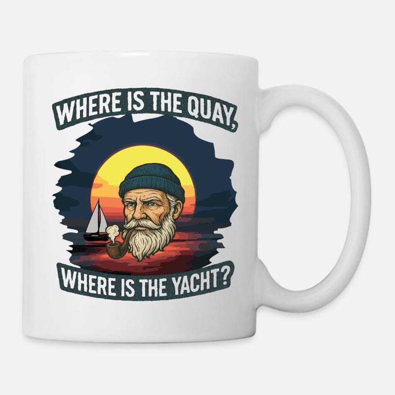Where is the quay and this yacht next to it - Mug - white