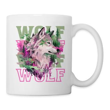 Wolf Wolf's Head Forest Nature Mountains Wilderness Colorful - Mug - white - Right