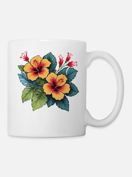 Hibiskus - Tasse - Weiß