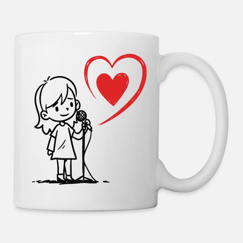 Mädchen singt mit einer Herznote - Tasse - Weiß