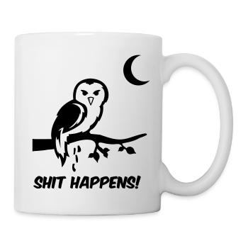 eule shit happens - Tasse - Weiß - Rechts