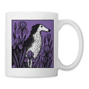 Elegante lila Barsoi skurrile Hundekunst - Tasse - Weiß - Rechts