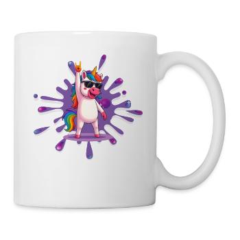Lustiges Rock Einhorn Shirt – Für Groß & Klein - Tasse - Weiß - Rechts
