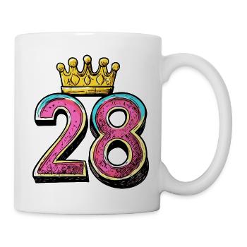 28 Zahl Krone - Tasse - Weiß - Rechts