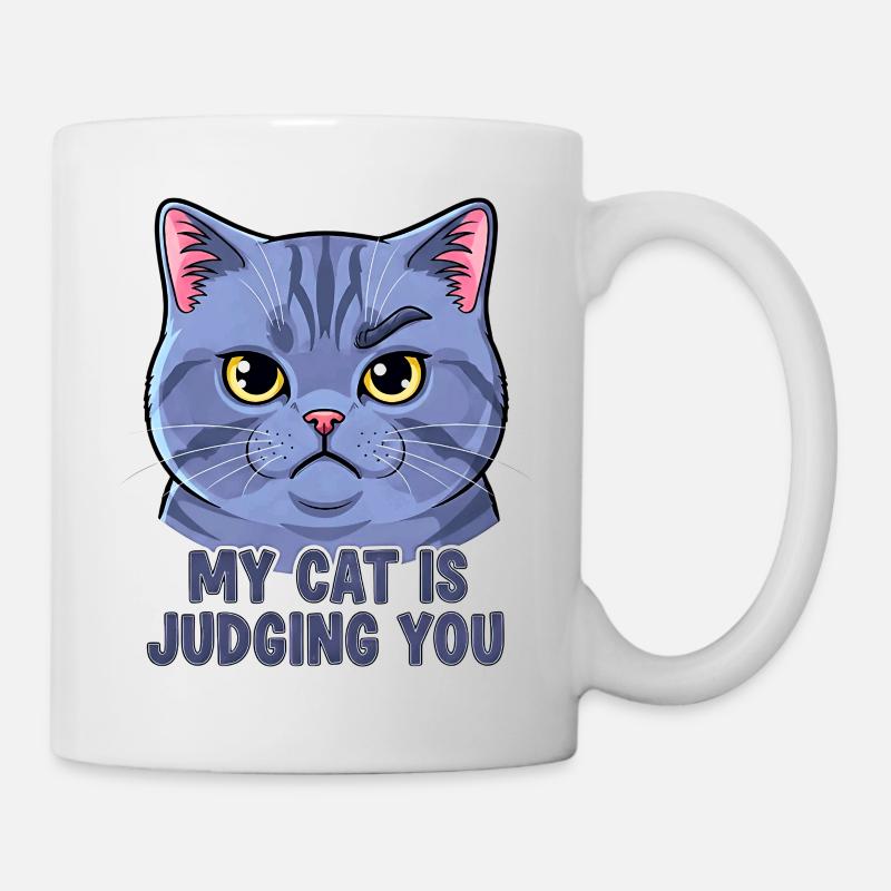 Devise du chat avec un drôle de visage - Mug blanc - blanc