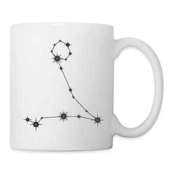 Poissons, Étoile, Constellation, Signe du zodiaque, Noir et gris - Mug blanc - blanc - Droite