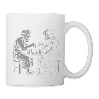 Plato and Grim Reaper play Chess Illustration - Mug - white - Right