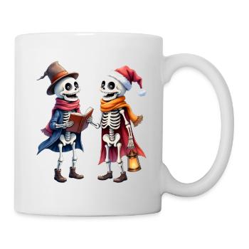 Squelettes de Noël avec chapeau et livre - Mug blanc - blanc - Droite